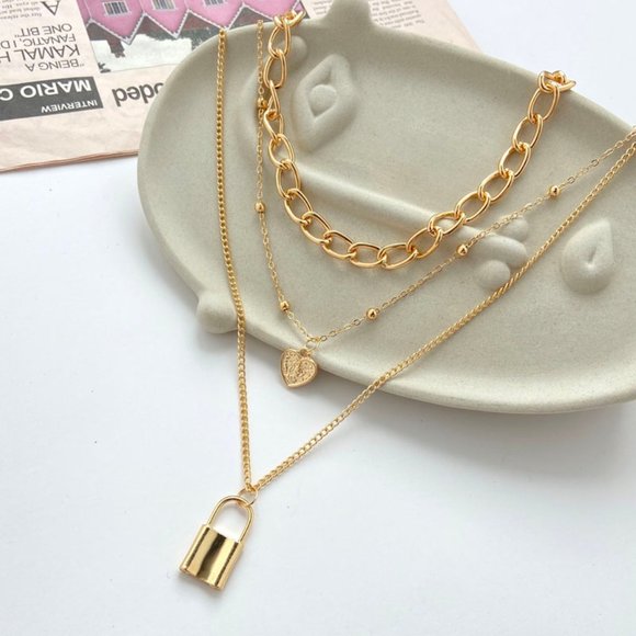 Necklace Jewelry - 💎New Gold Color Heart And Lock Pendant Necklace
